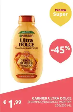 PiùMe Garnier ultra dolce shampoo/balsamo offerta