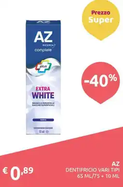 PiùMe Az dentifricio vari tipi offerta