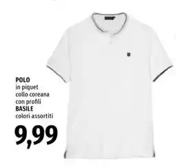 Famila POLO in piquet collo coreana con profili BASILE offerta