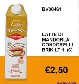 Italy Cash and Carry Latte di condorelle mandorla CONDORELLI Brik offerta