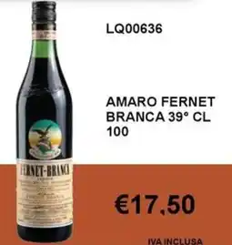Italy Cash and Carry Amaro FERNET BRANCA 39° offerta