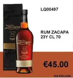 Italy Cash and Carry Rum ZACAPA 23Y offerta