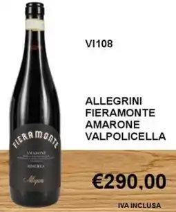 Italy Cash and Carry Allegrini fieramonte amarone valpolicella offerta