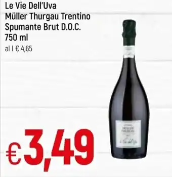 Famila Le Vie Dell'Uva Muller Thurgau Trentino Spumante Brut D.O.C 750ml offerta