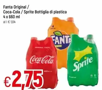 Famila Fanta Original/Coca Cola/SPrite Bottiglia di plastica 4 x 660ml offerta