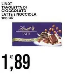 Vantaggio Cash&Carry Lindt tavoletta di cioccolato latte e nocciola offerta