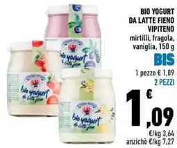 Conad Bio yogurt da latte fieno vipiteno mirtilli, fragola, vaniglia offerta