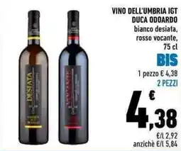 Conad Vino dell'umbria igt duca odoardo bianco desiata, rosso vocante offerta