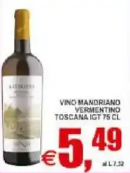 Pewex Vino mandriand vermentino toscana igt offerta