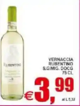 Pewex Vernaccia rubentino s.gimig. docg offerta