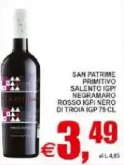 Pewex San patrime primitivo salento igp negramaro offerta