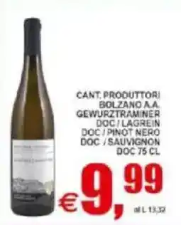 Pewex Cant produttori bolzano aa gewurztraminer doc/lagrein doc/pinot nero doc/sauvignon doc offerta