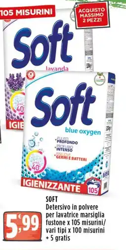 Rossotono Carrefour SOFT Detersivo in polvere per lavatrice marsiglia offerta