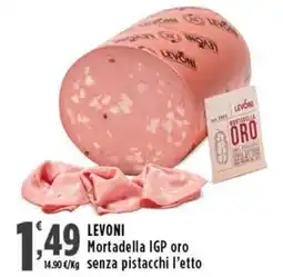 Rossotono Carrefour LEVONI Mortadella IGP oro senza pistacchi l'etto offerta