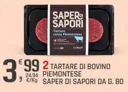 Supermercati Dok 2 tartare di bovino piemontese SAPER DI SAPORI offerta