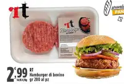 Rossotono Carrefour RT Hamburger di bovino offerta