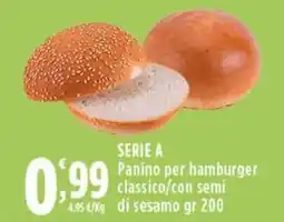 Rossotono Carrefour SERIE A Panino per hamburger classico/con semi di sesamo offerta