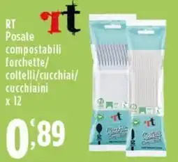 Rossotono Carrefour RT Posate compostabili forchette/ coltelli/cucchiai/ cucchiaini offerta