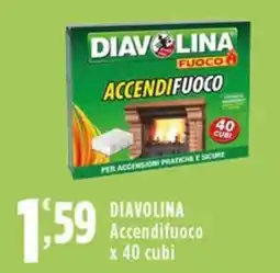 Rossotono Carrefour DIAVOLINA Accendifuoco x 40 cubi offerta
