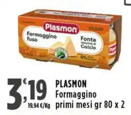 Rossotono Carrefour PLASMON Formaggino primi mesi offerta
