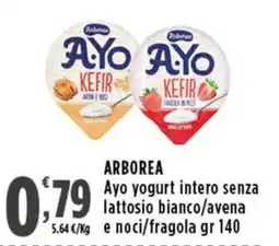 Rossotono Carrefour ARBOREA Ayo yogurt intero senza lattosio bianco/avena e noci/fragola offerta