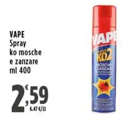 Rossotono Carrefour VAPE Spray ko mosche e zanzare offerta