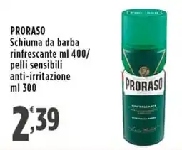 Rossotono Carrefour PRORASO Schiuma da barba rinfrescante/ pelli sensibili anti-irritazione offerta