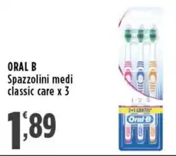 Rossotono Carrefour ORAL B Spazzolini medi classic care x 3 offerta