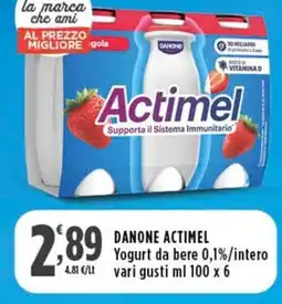 Rossotono Carrefour DANONE ACTIMEL Yogurt da bere 0,1%/intero offerta