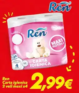 Iper Super Conveniente Ren Carta igienica 2 veli maxi x4 offerta