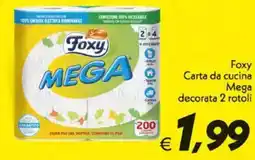 Iper Super Conveniente Foxy Carta da cucina Mega decorata 2 rotoli offerta
