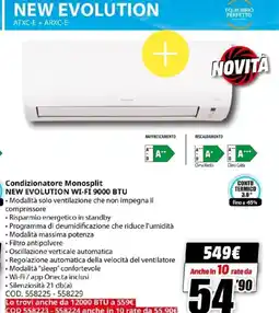 MediaWorld DAIKIN Condizionatore Monosplit NEW EVOLUTION WI-FI 9000 BTU offerta