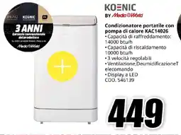 MediaWorld KOENIC Condizionatore portatile con pompa di calore KAC14026 offerta