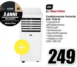MediaWorld ok. Condizionatore Portatile OAC 7026 W offerta