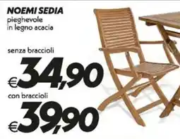 Iper Super Conveniente Noemi sedia pieghevole in legno acacia offerta