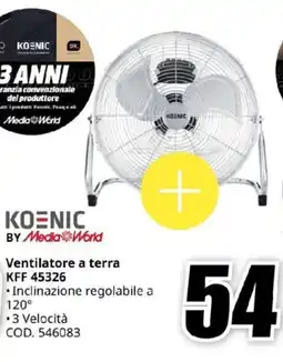 MediaWorld KOENIC Ventilatore a terra KFF 45326 offerta