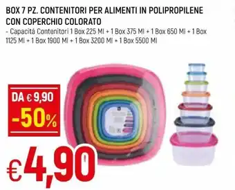 Famila Box 7pz. Contenitori per Alimenti in Polipropilene con Coperchio Colorato offerta