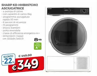 Famila Sharp KD-HHB8S7GW2 Asciugatrice offerta