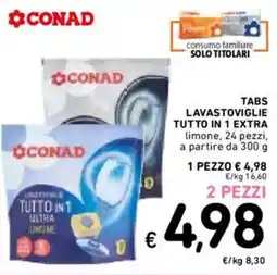 Spazio Conad Conad tabs lavastoviglie tutto in 1 extra limone offerta