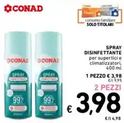 Spazio Conad Spray disinfettante per supertici e climatizzatori offerta