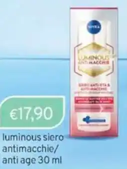 Sirene Blu NIVEA luminous siero antimacchie/ anti age offerta