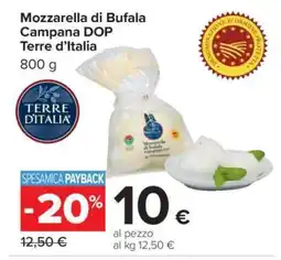 Carrefour Mozzarella di Bufala Campana DOP Terre d'Italia offerta