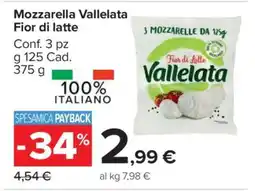 Carrefour Mozzarella Vallelata Fior di latte offerta