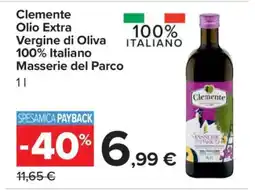 Carrefour Clemente Olio Extra Vergine di Oliva 100% Italiano Masserie del Parco offerta