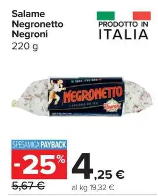 Carrefour Salame Negronetto Negroni offerta