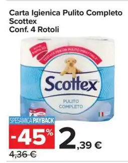 Carrefour Carta Igienica Pulito Completo Scottex offerta