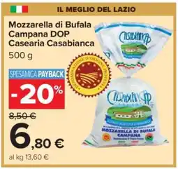 Carrefour Mozzarella di Bufala Campana DOP Casearia Casabianca offerta