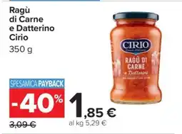 Carrefour Ragù di Carne e Datterino Cirio offerta