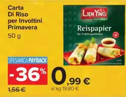 Carrefour Carta Di Riso per Involtini Primavera offerta