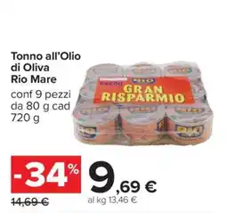 Carrefour Tonno all’Olio di Oliva Rio Mare offerta
